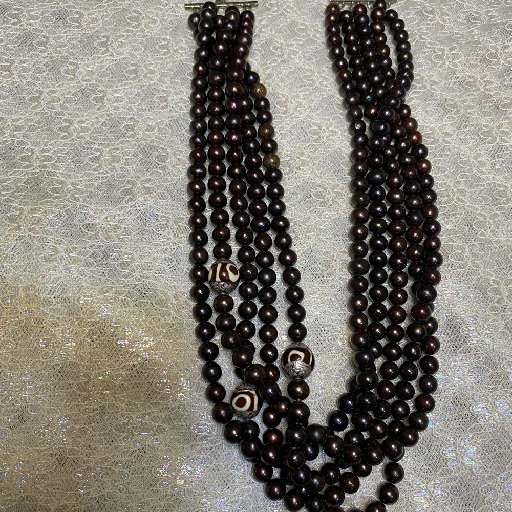 Brown natural pearl necklace